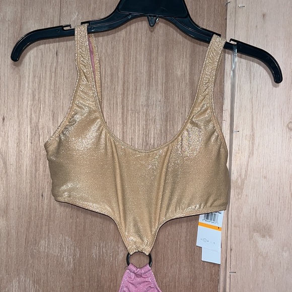 Salt + Cove Precious Metals Cut Out Monokini Swimsuit, Blush Pink Sz SMALL - Picture 5 of 12